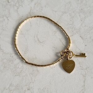 Vintage Forstner 12k Gold Filled Bracelet With Custom Heart And Key Charm.